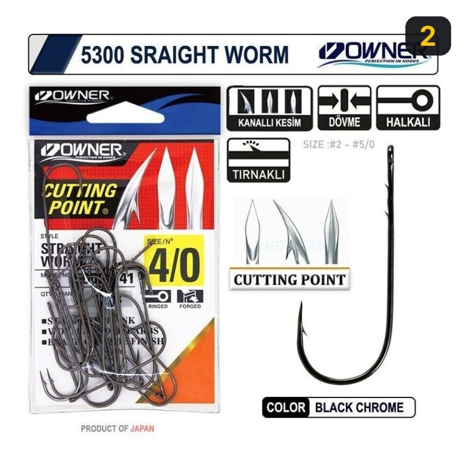 Owner 5300 Straight Shank Black Chrome İğne 2