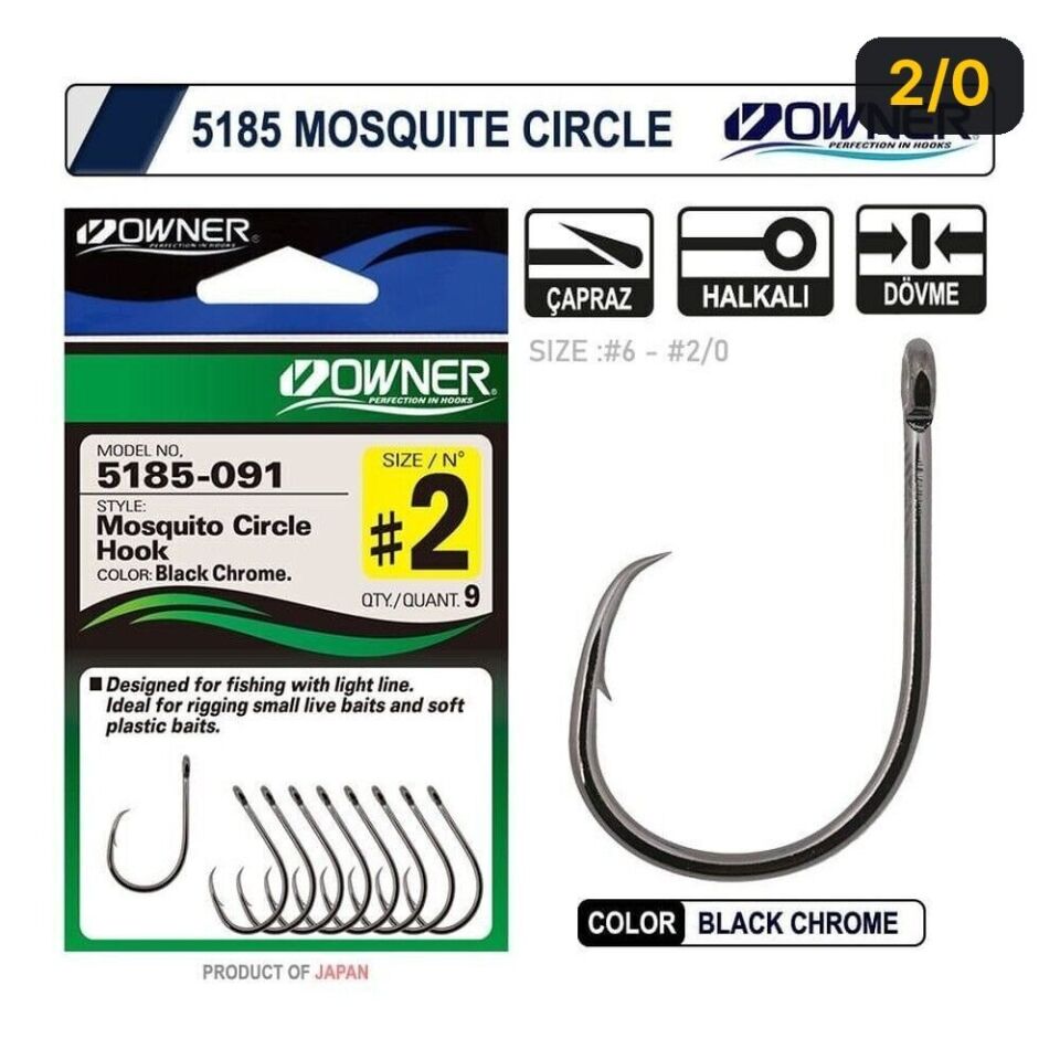 Owner 5185 Mosquito Circle Black Chrome Sinek İğne 2/0