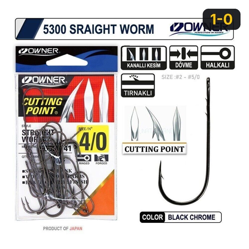 Owner 5300 Straight Shank Black Chrome İğne 1-0