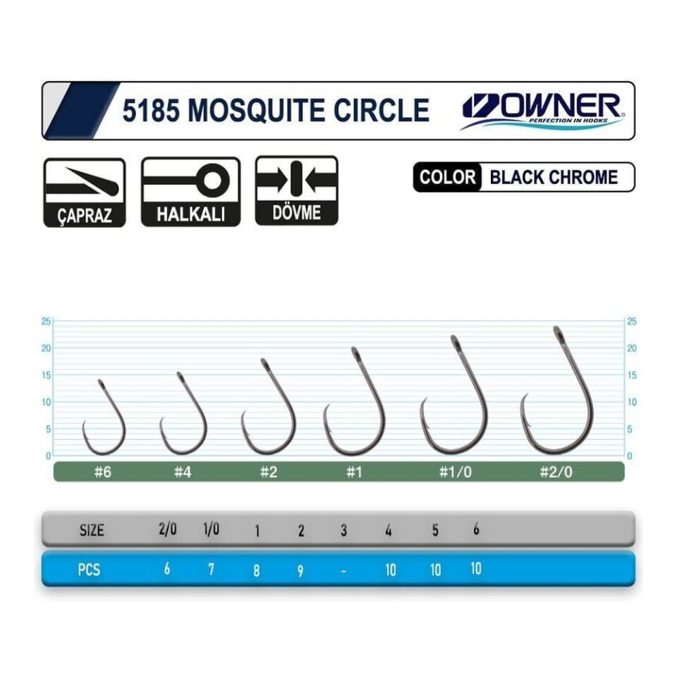 Owner 5185 Mosquito Circle Black Chrome Sinek İğne 1/0