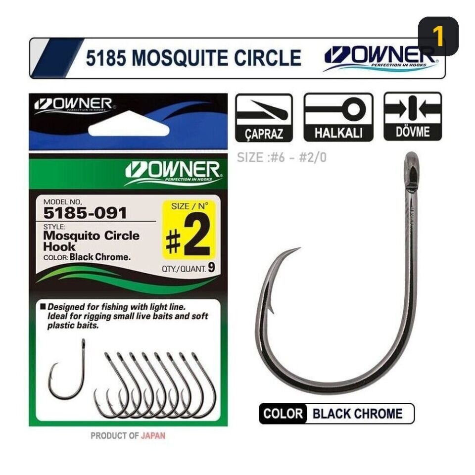 Owner 5185 Mosquito Circle Black Chrome Sinek İğne 1
