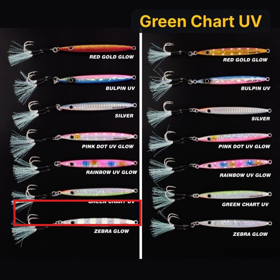 Ryuji Slim Jet Jig 60gr Metal Yem Green Chart UV