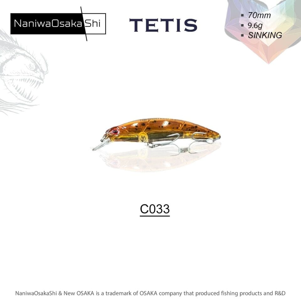 NaniwaOsakaShi Tetis 70MM 9.6G Sınkıng Sahte Balık