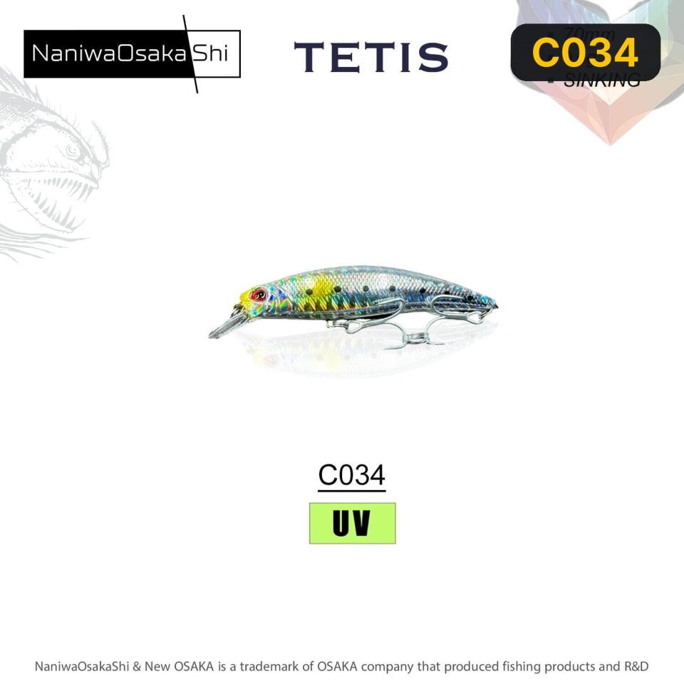 NaniwaOsakaShi Tetis 70MM 9.6G Sınkıng Sahte Balık C034
