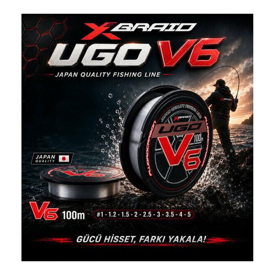 Ygk X060 F-Ugo V6 Soft FC 100m Fluorocarbon Misina 1.2 PE 0.185 MM