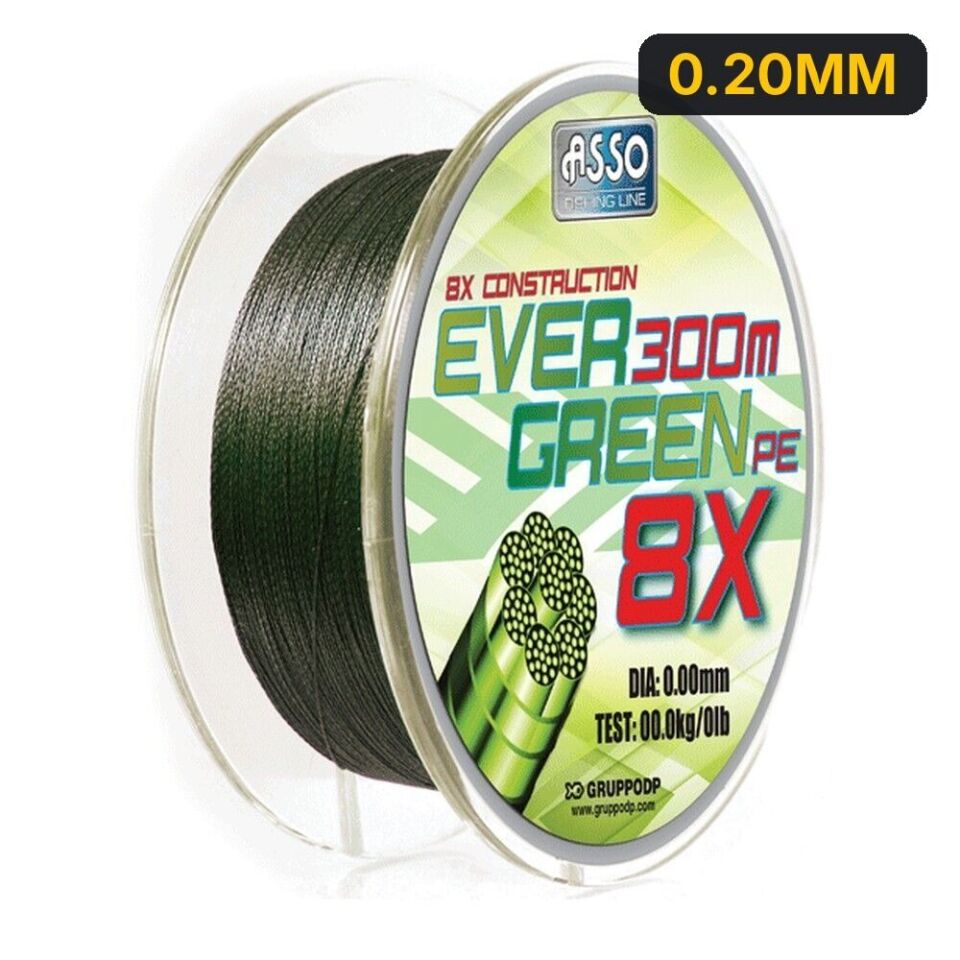 Asso Ever Green 8 Örgü Mumlu İp Misina 130MT 0.20MM