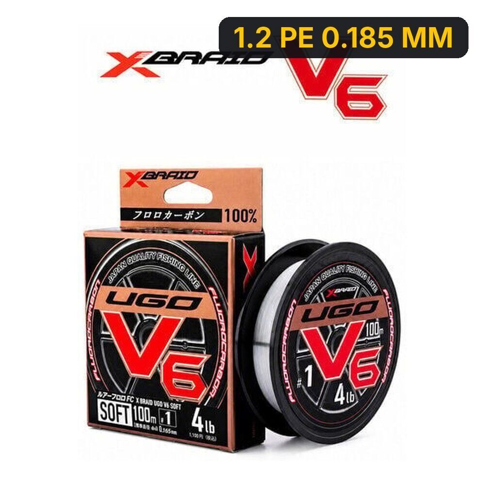 Ygk X060 F-Ugo V6 Soft FC 100m Fluorocarbon Misina 1.2 PE 0.185 MM