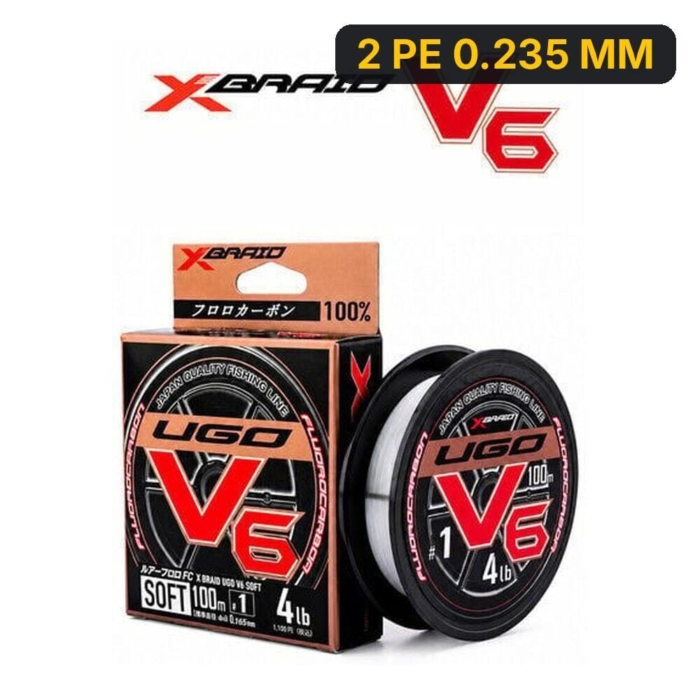 Ygk X060 F-Ugo V6 Soft FC 100m Fluorocarbon Misina 2 PE 0.235 MM