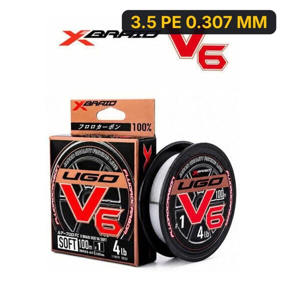 Ygk X060 F-Ugo V6 Soft FC 100m Fluorocarbon Misina 3.5 PE 0.307 MM
