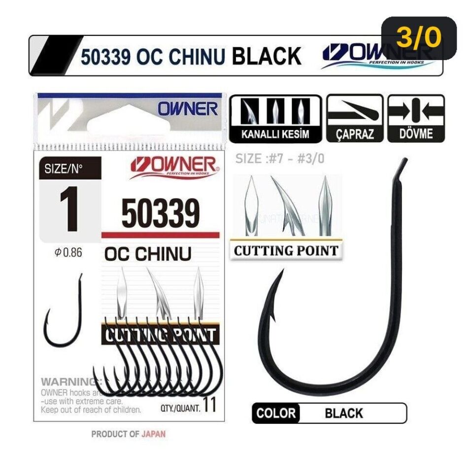 Owner 50339 Cut Chinu Black İğne 3/0