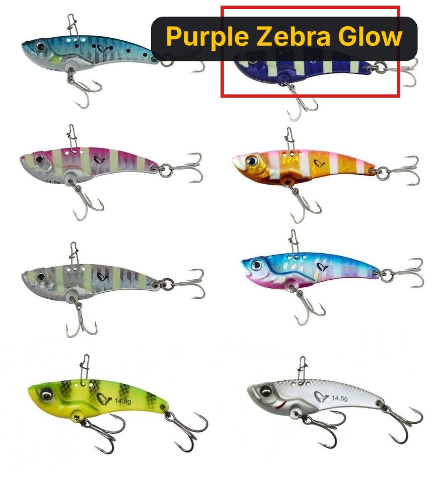 Savage gear 3D VIB Blade 5,5 cm 14,5gr Suni Yem Purple Zebra Glow