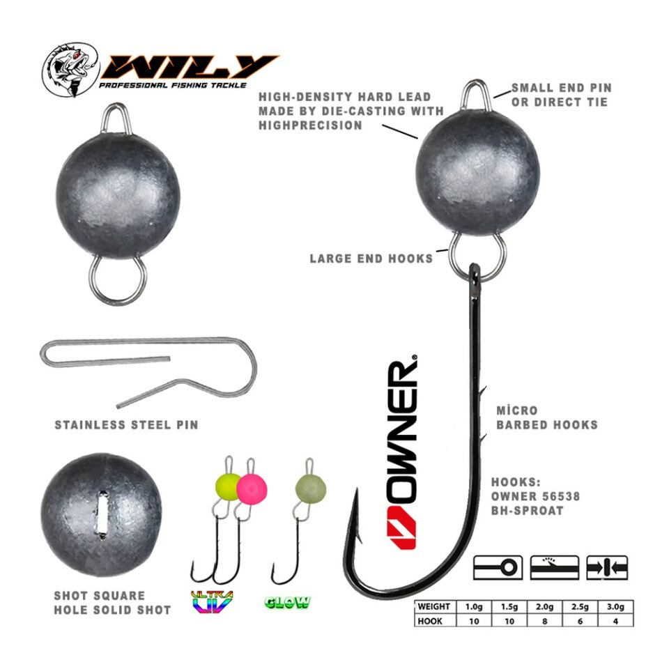 Wily Jig Head Mafsallı Owner İğneli - Glow 3 GR