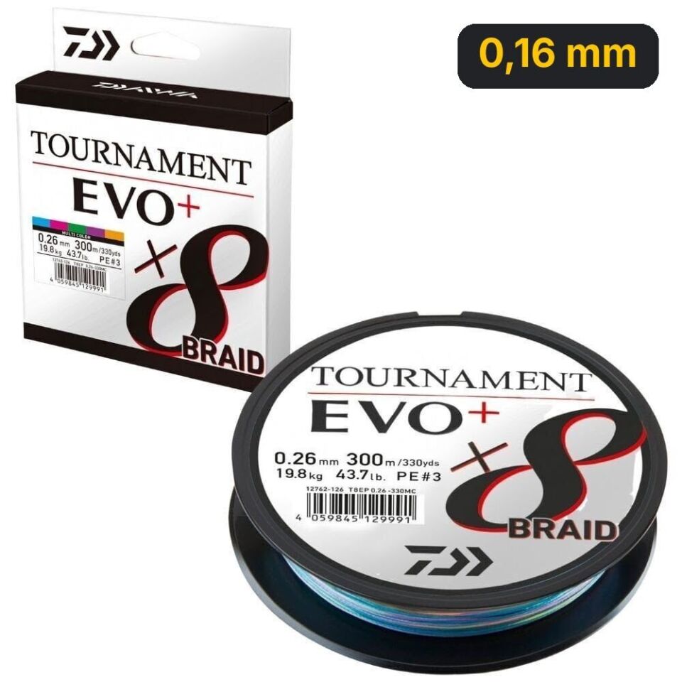 Daiwa Tournament EVO+ 8B Multicolor İp Misina (300m) 0,16 mm