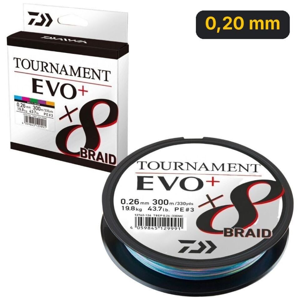 Daiwa Tournament EVO+ 8B Multicolor İp Misina (300m) 0,20 mm