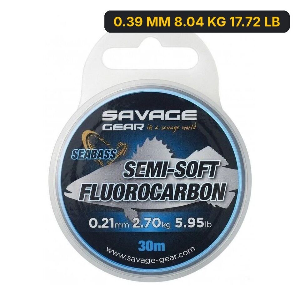 Savage Gear Semi-Soft Fluorocarbon Seabass 30 M Clear 0.39 MM 8.04 KG 17.72 LB