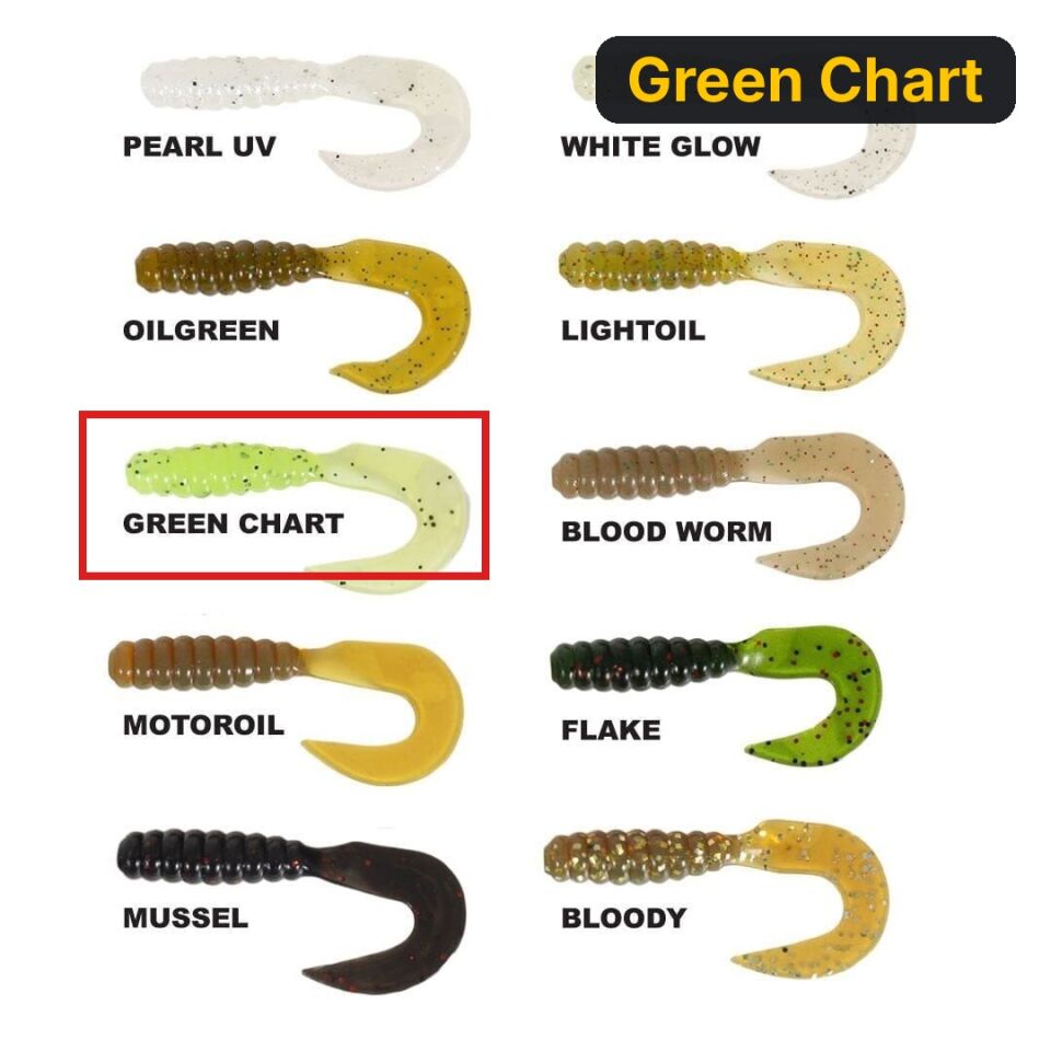 Ryuji Swim Worm 5.5cm TPR Kokulu Silikon Green Chart