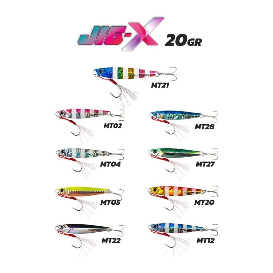 Fujin Jig-X 20gr Light Jigging Jig Yem MT04 Zebra Glow