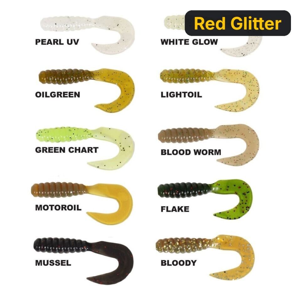 Ryuji Swim Worm 5.5cm TPR Kokulu Silikon Red Glitter