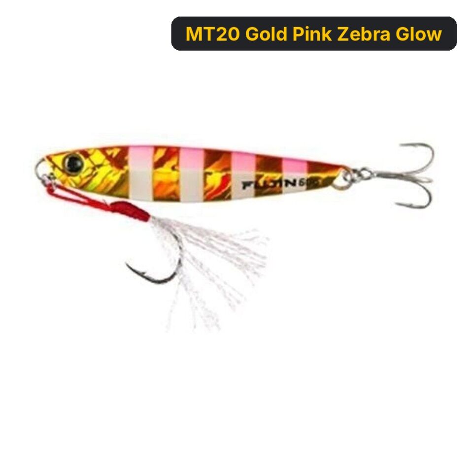 Fujin Jig-X 20gr Light Jigging Jig Yem MT20 Gold Pink Zebra Glow