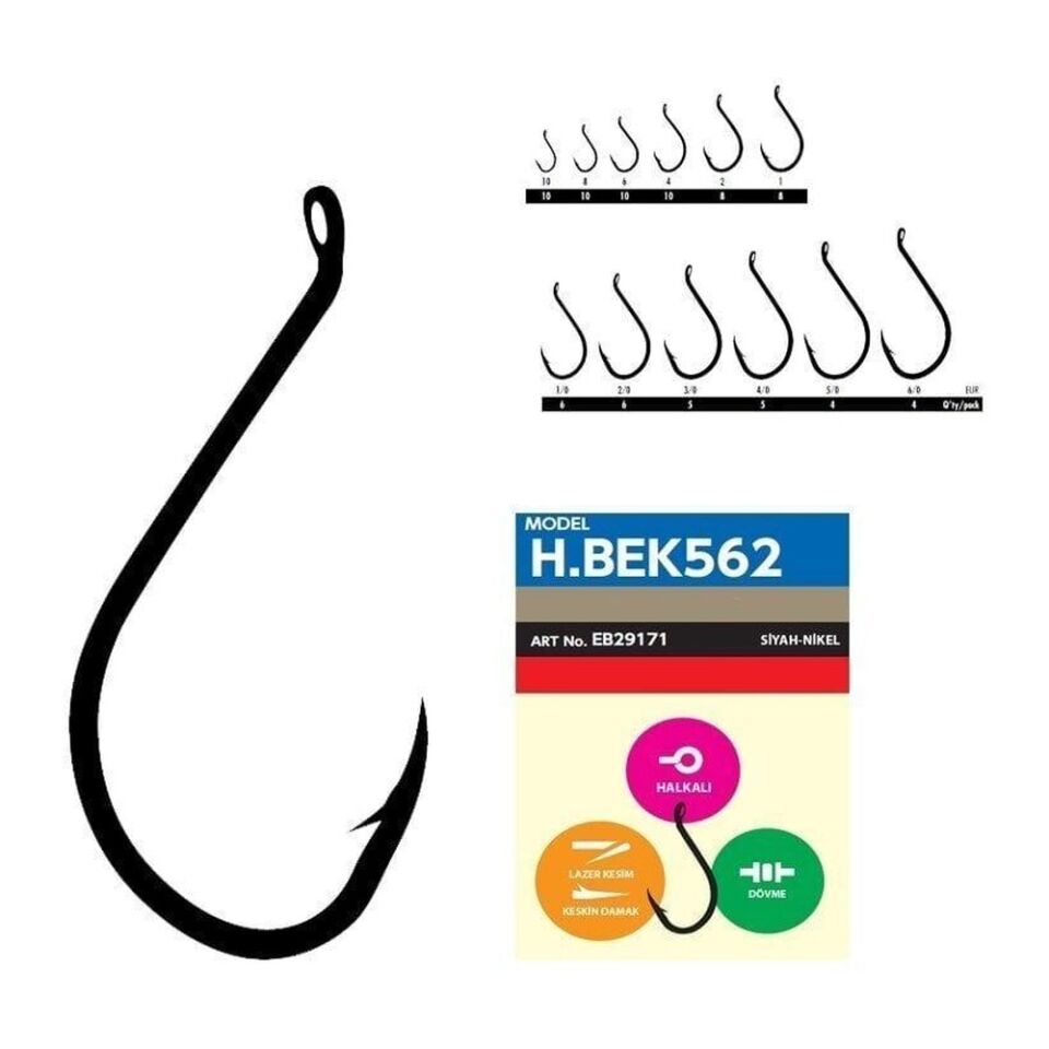 Hayabusa HBEK 562 Delikli Octopus Sinarit İğnesi Black Nikel 3/0