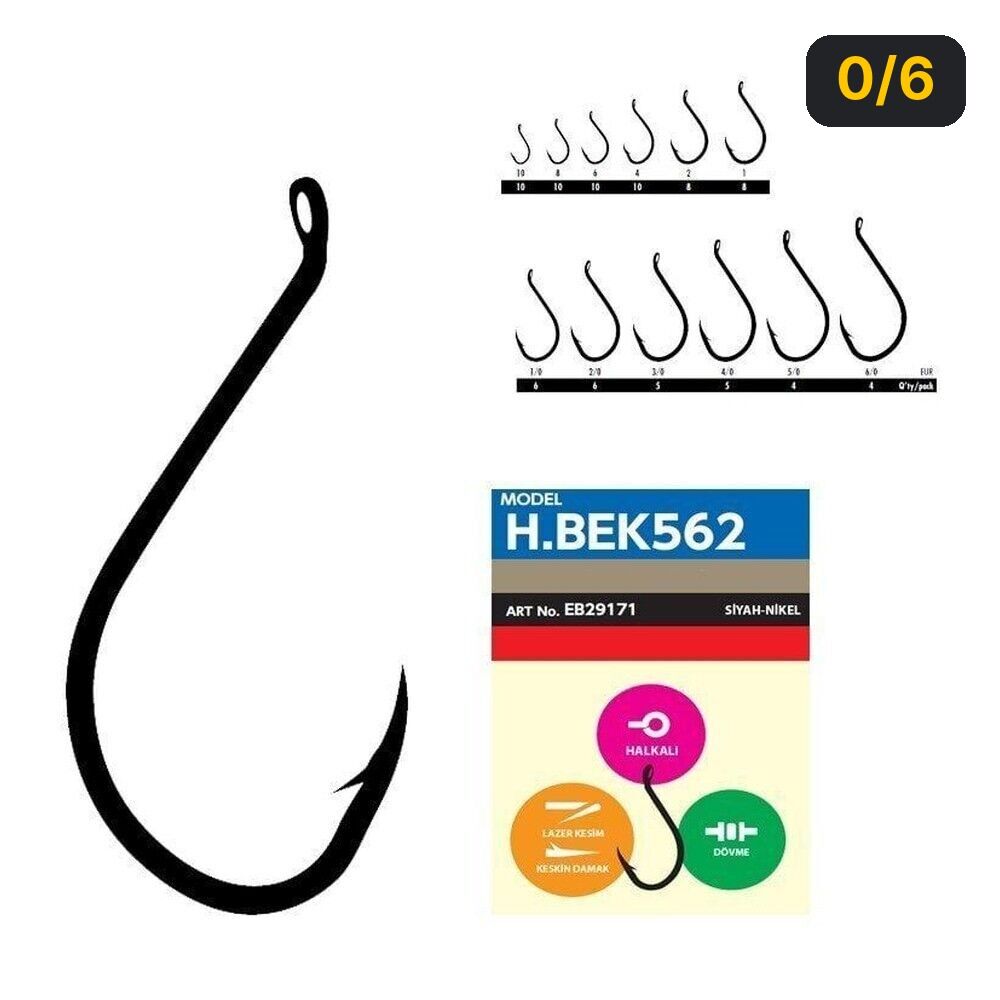 Hayabusa HBEK 562 Delikli Octopus Sinarit İğnesi Black Nikel 0/6