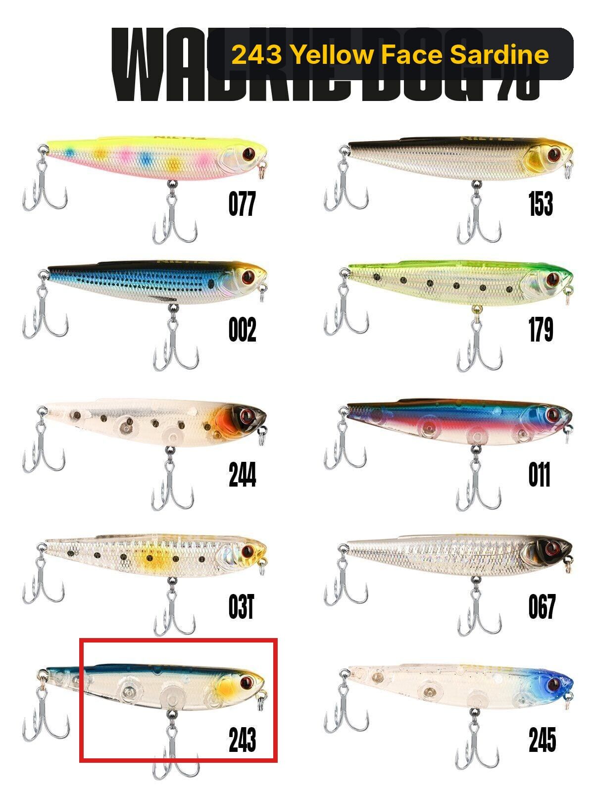 Fujin Walkie Dog 70mm 8.2gr Su Üstü Maket Balık 243 Yellow Face Sardine