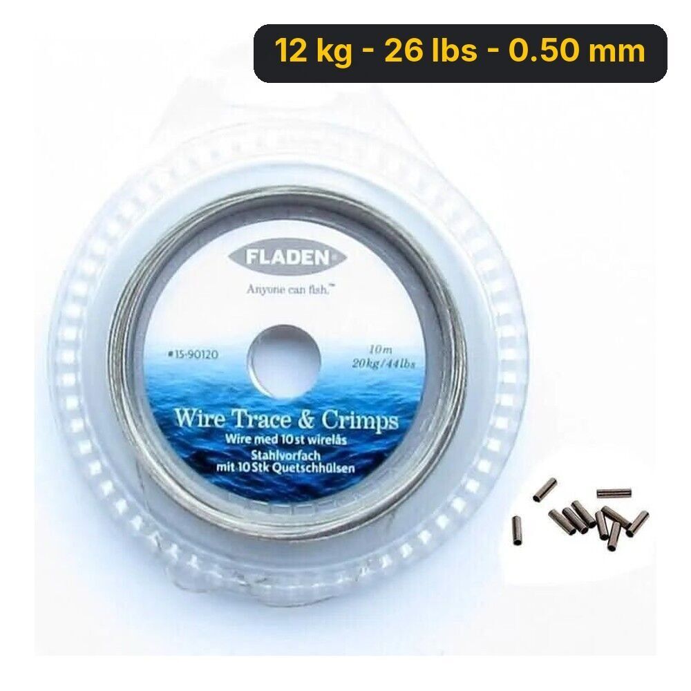 Fladen Çelik Tel Makara 10M-Siyah 12 kg - 26 lbs - 0.50 mm