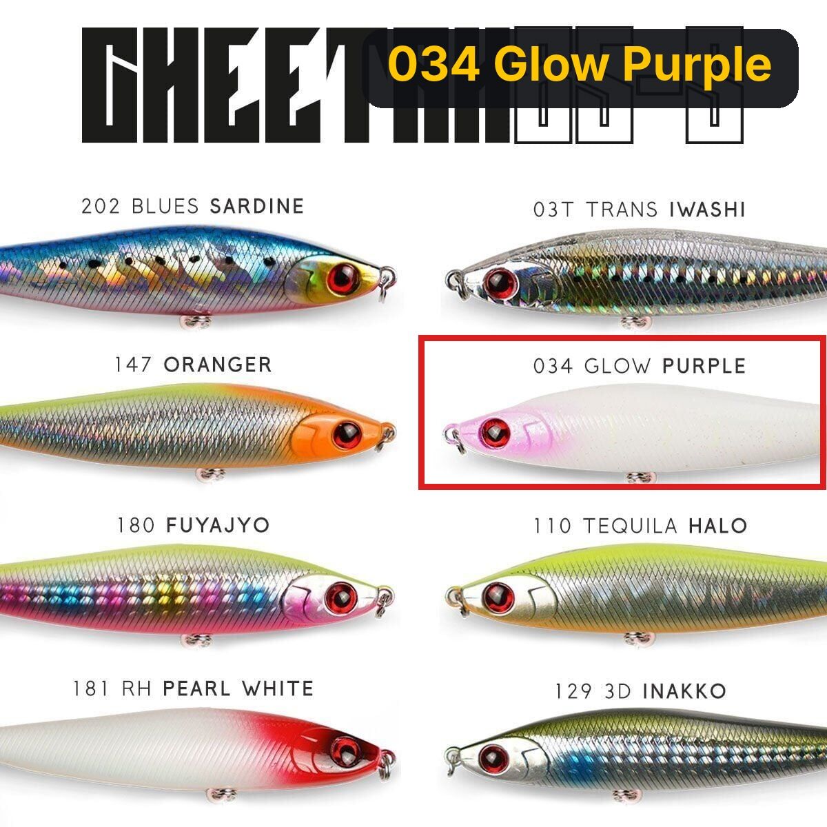 Fujin Cheetah 85S 20gr 8.5cm Maket Balık 034 Glow Purple