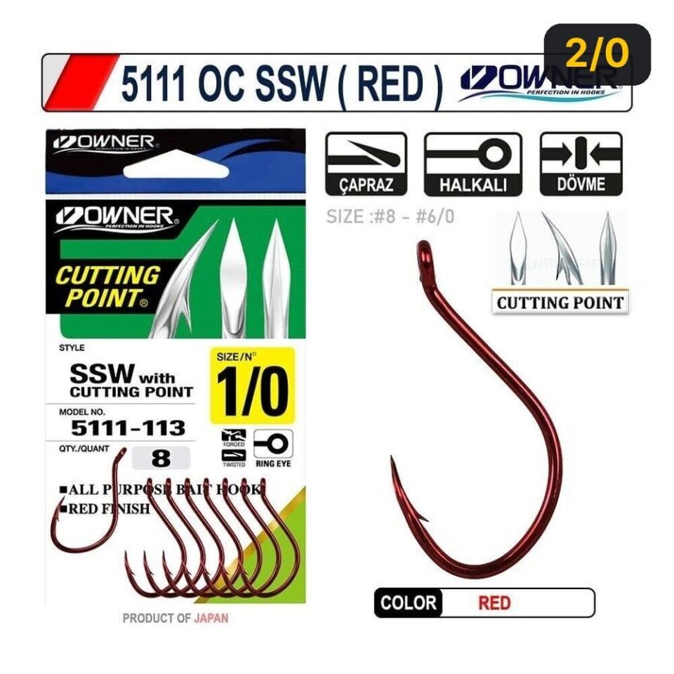 Owner 5111 OC SSW ( Red ) Tekli Olta İğnesi 2/0
