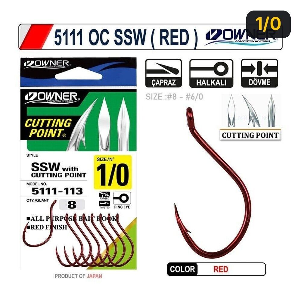 Owner 5111 OC SSW ( Red ) Tekli Olta İğnesi 1/0