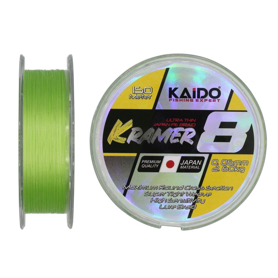 Kaido Kramer Japan 8X Braid 150 Mt Lime Green 0,06 mm