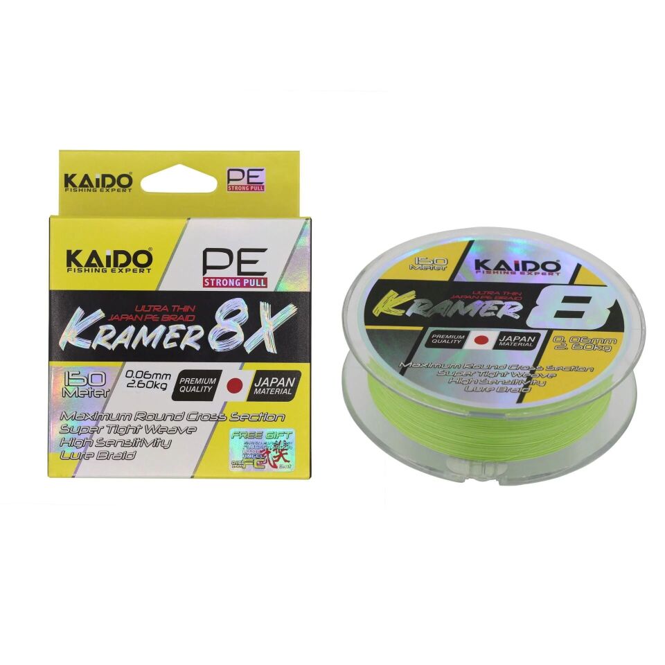 Kaido Kramer Japan 8X Braid 150 Mt Lime Green 0,06 mm