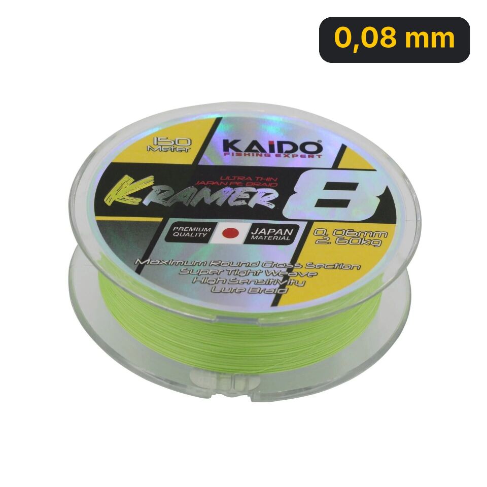 Kaido Kramer Japan 8X Braid 150 Mt Lime Green 0,08 mm