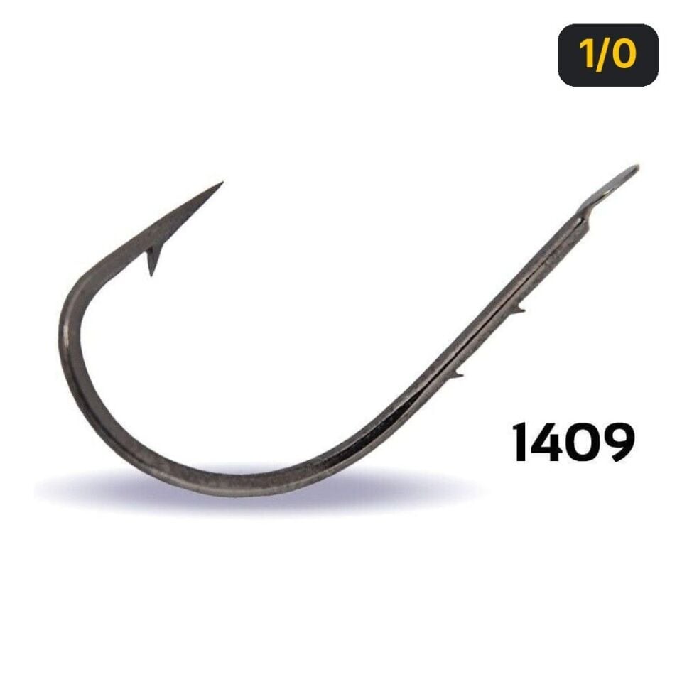 Youvella 1409 Kısa Pala Tırnaklı Olta İğnesi 100'lü Kutu Black Nikel 1/0