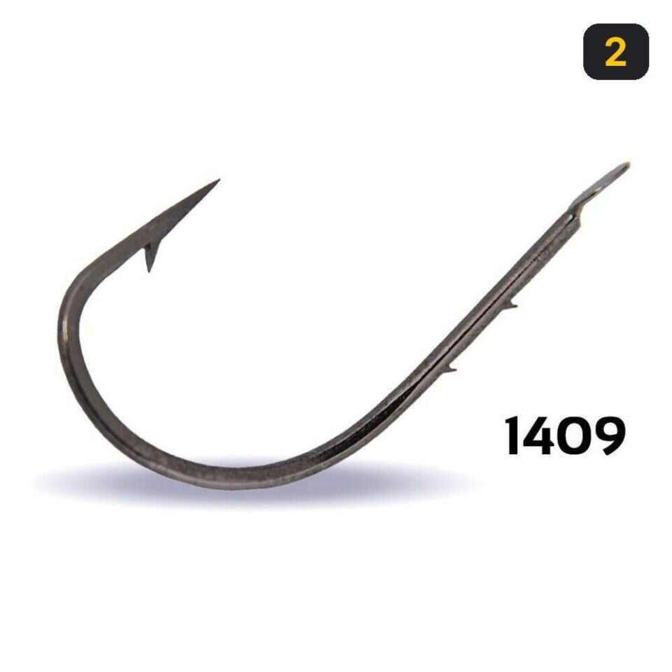 Youvella 1409 Kısa Pala Tırnaklı Olta İğnesi 100'lü Kutu Black Nikel 2