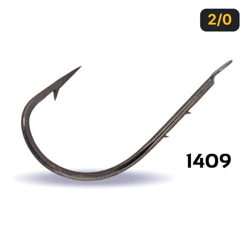 Youvella 1409 Kısa Pala Tırnaklı Olta İğnesi 100'lü Kutu Black Nikel 2/0