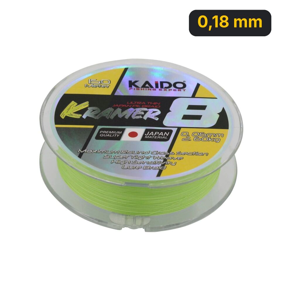 Kaido Kramer Japan 8X Braid 150 Mt Lime Green 0,18 mm