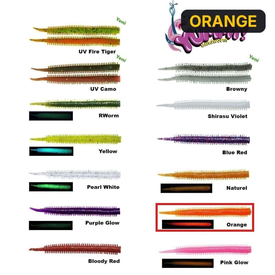 Fujin Yummy Sandworm 7cm LRF Silikonu ORANGE