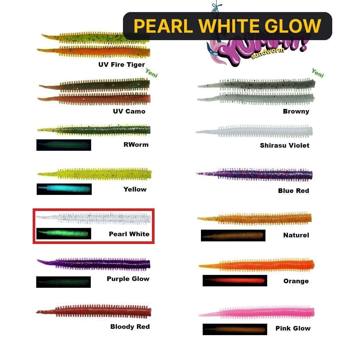 Fujin Yummy Sandworm 7cm LRF Silikonu PEARL WHITE GLOW