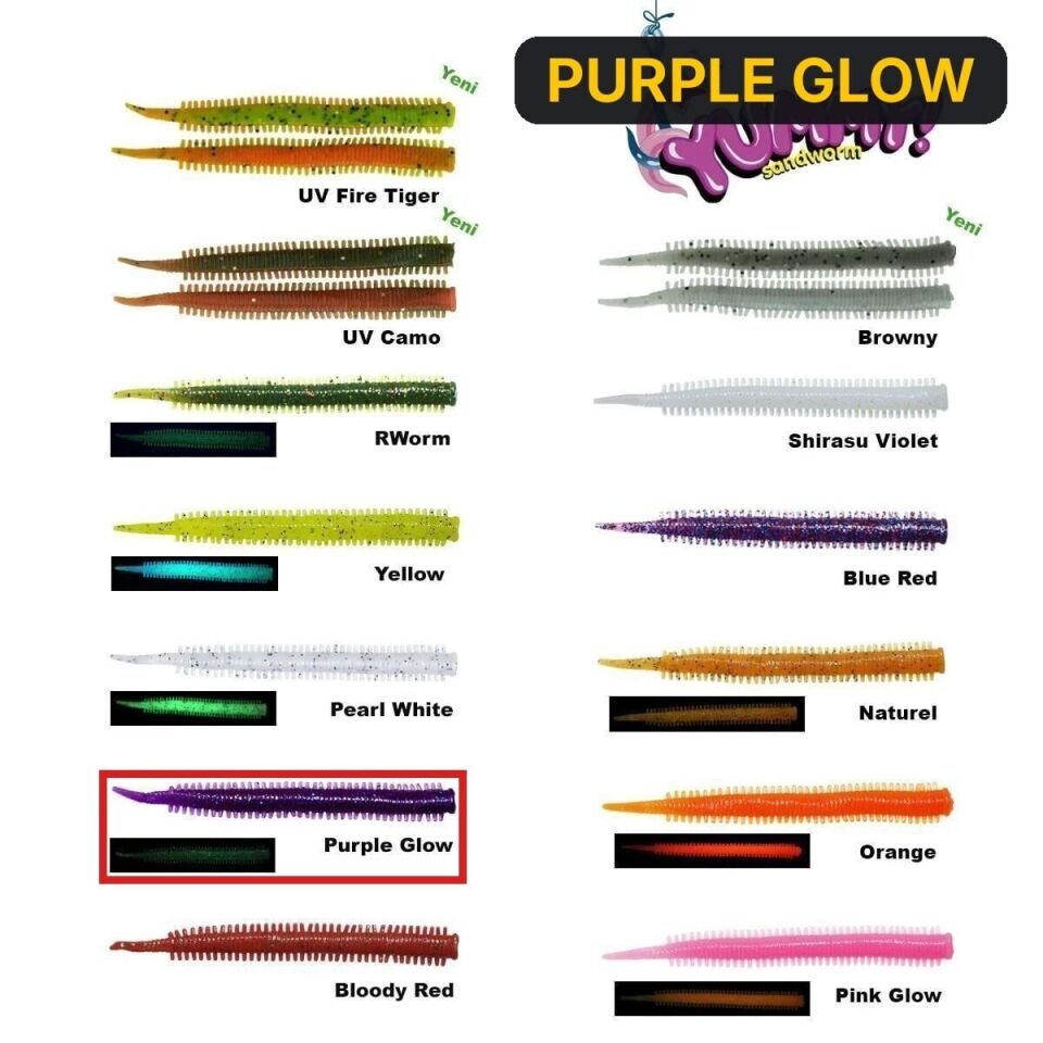 Fujin Yummy Sandworm 7cm LRF Silikonu PURPLE GLOW