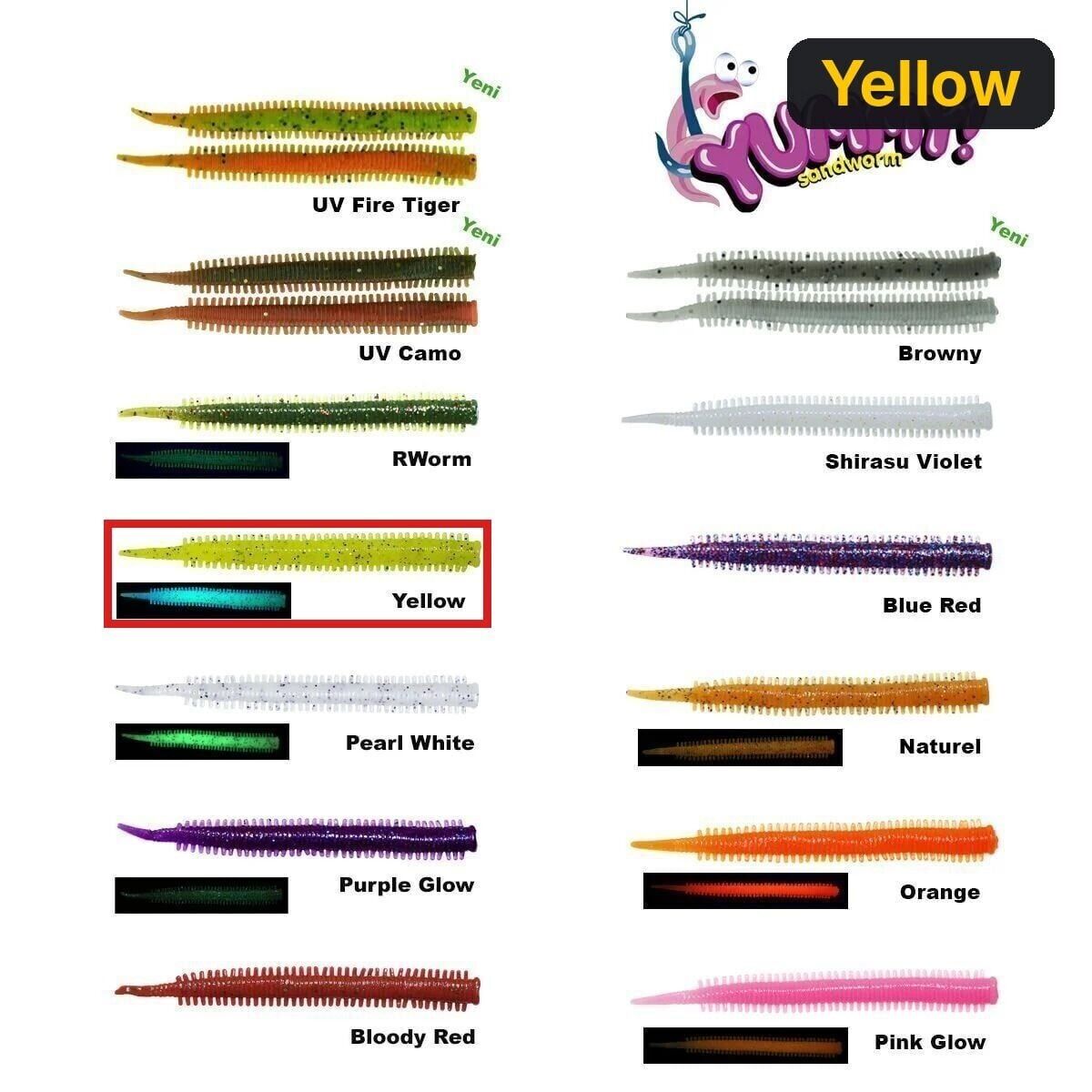 Fujin Yummy Sandworm 7cm LRF Silikonu Yellow