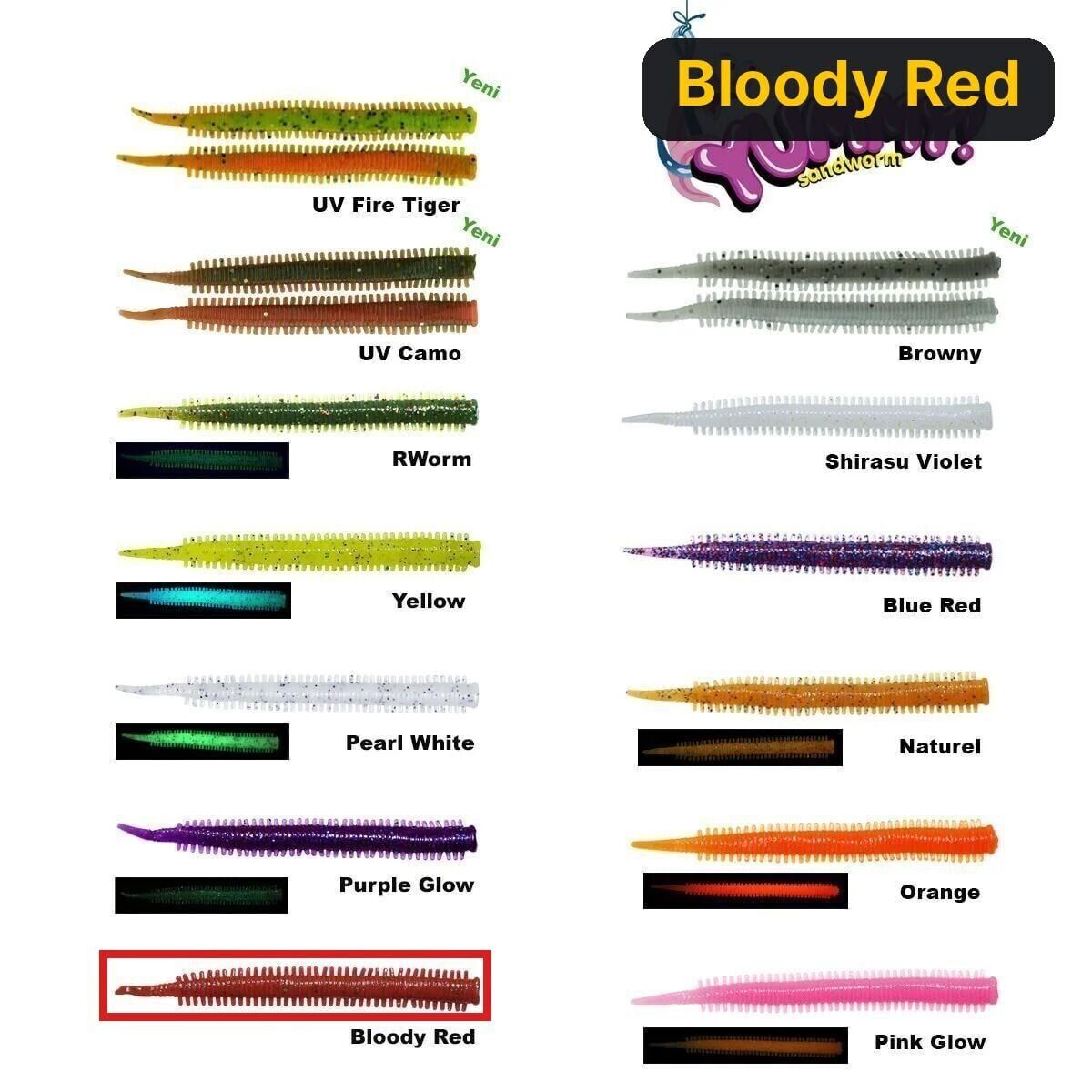 Fujin Yummy Sandworm 7cm LRF Silikonu Bloody Red