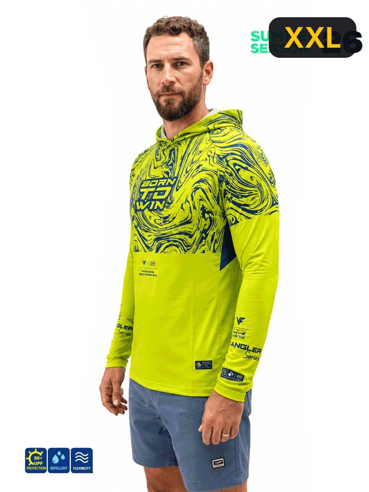 Fujin Pro Angler S26 Hooded Izohips Green Blue Sweatshirt XXL