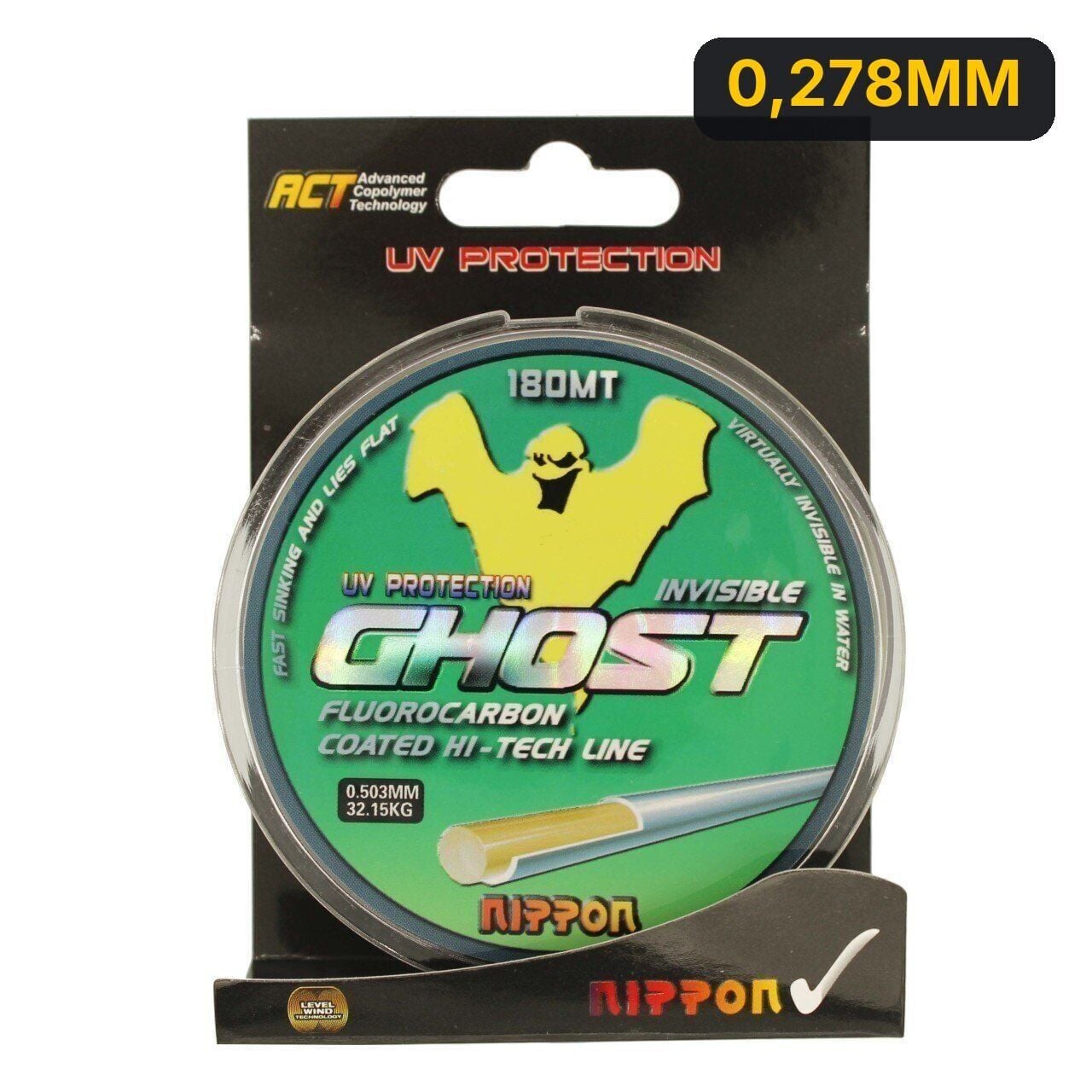 Nippon Ghost 180 mt Fluoro Carbon Coated Misina 0,278MM