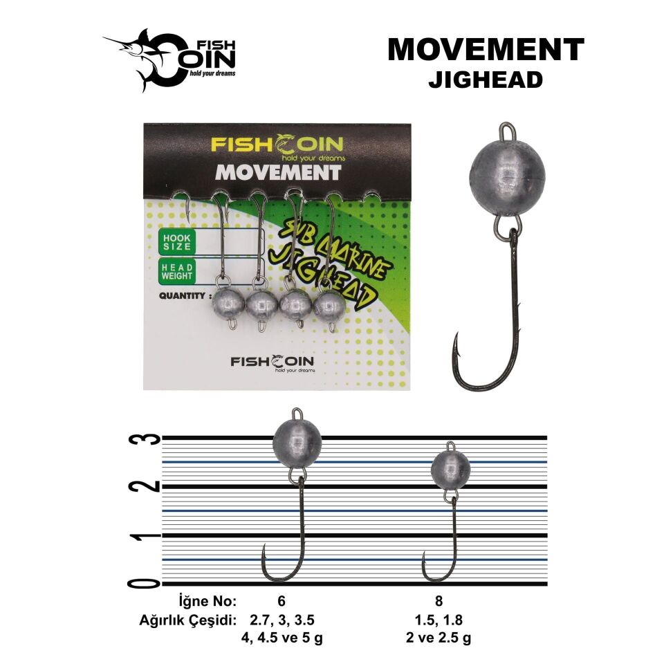 Fishcoin Movement Jighead 8 No 1,8 Gr
