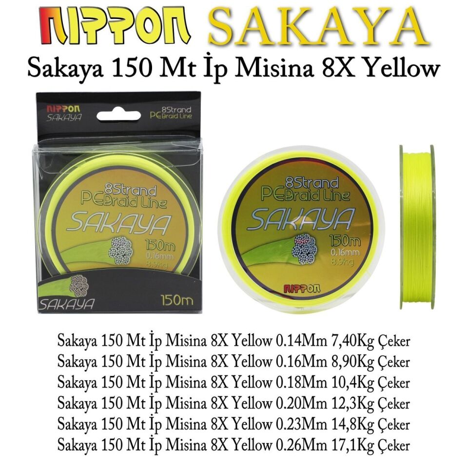 Nippon Sakaya 150 Mt İp Misina 8X Yellow