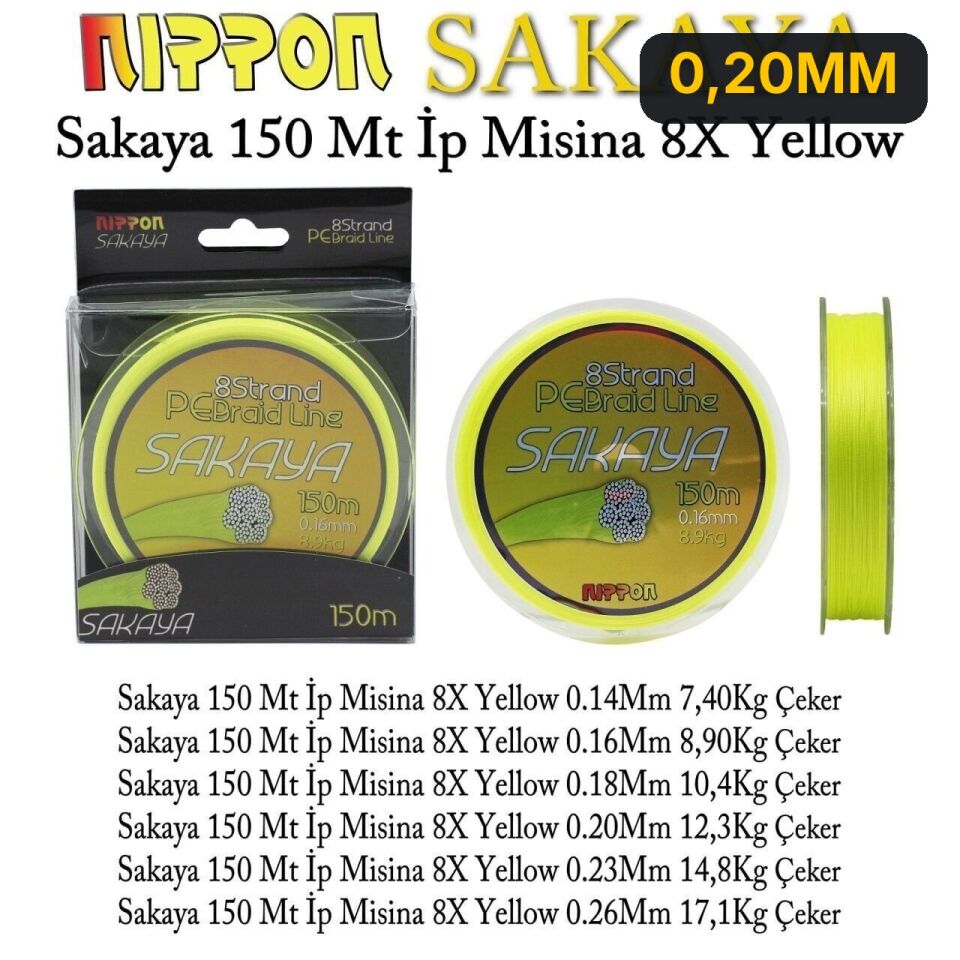 Nippon Sakaya 150 Mt İp Misina 8X Yellow 0,20MM