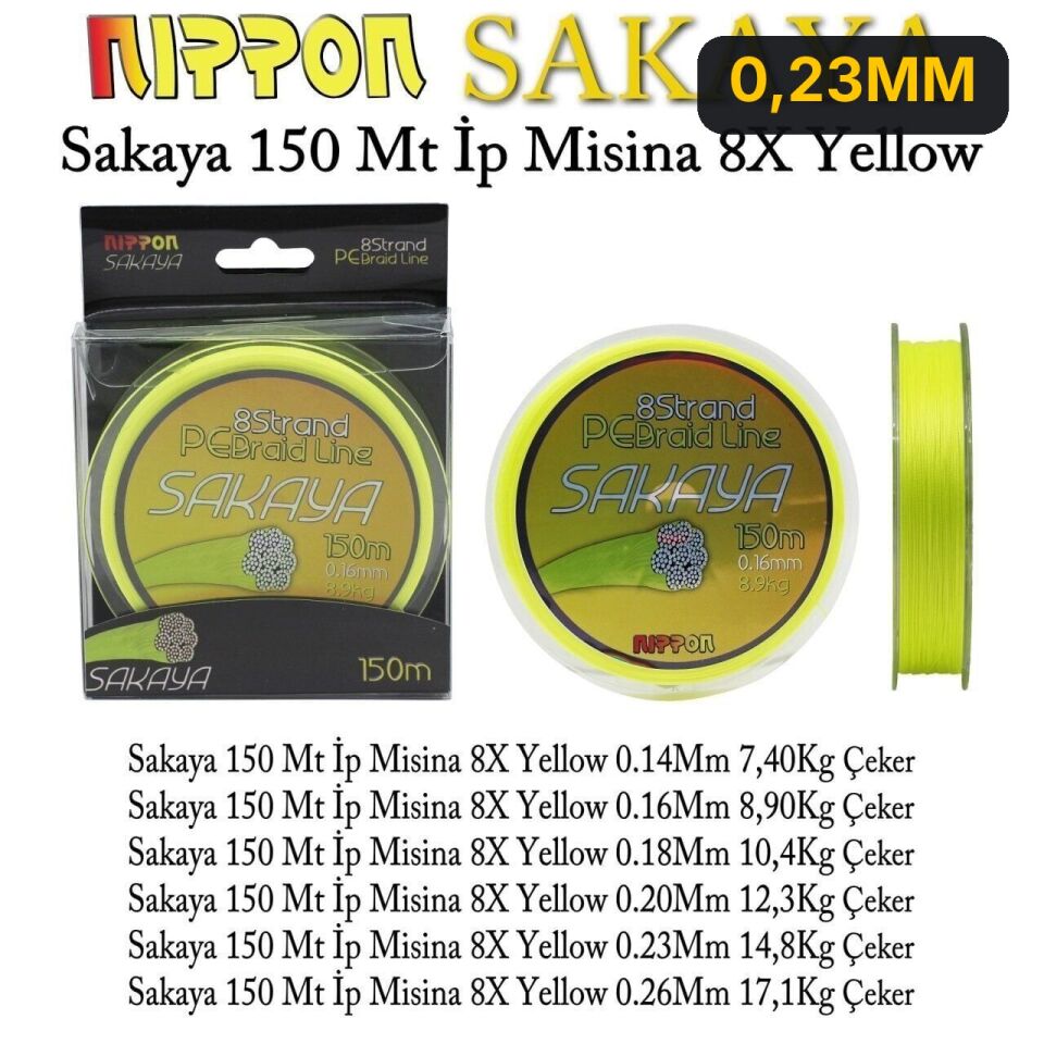 Nippon Sakaya 150 Mt İp Misina 8X Yellow 0,23MM