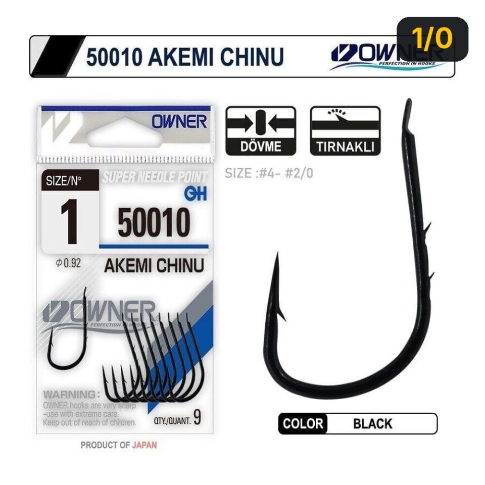 Owner 50010 Akemi Chinu Black İğne 1/0