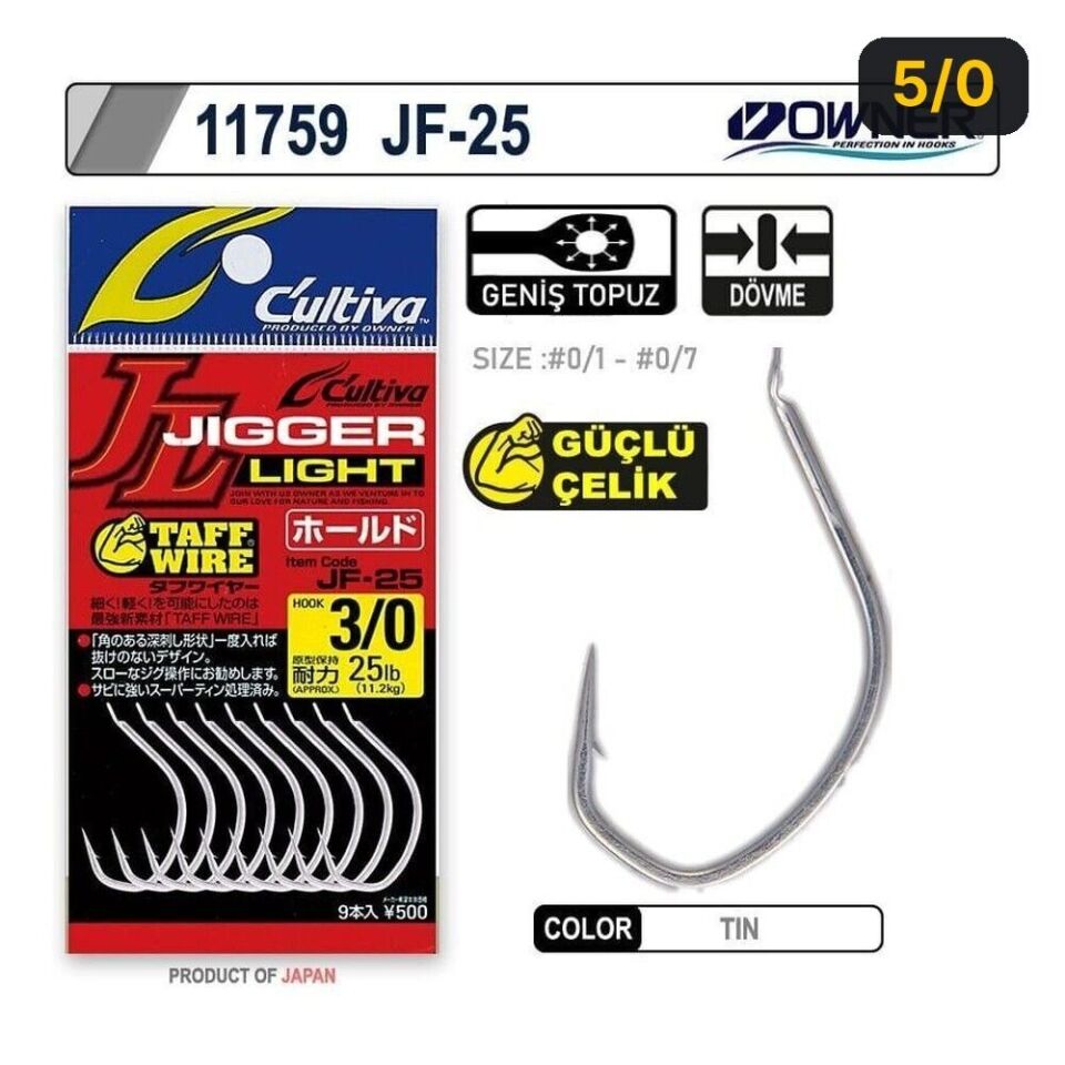 Cultiva 11759 Jigger Light Hold Jig İğnesi 5/0